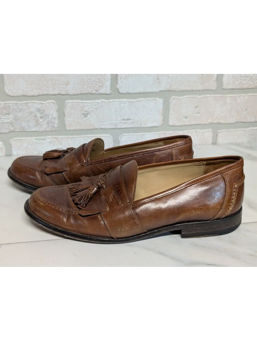 Johnston & Murphy Brown Leather Tassel Loafers Men's Dress Shoes